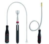 Set di 3 sollevatori magnetici, con asta magnetica telescopica e barre | Collo di cigno, portata 54/60 cm, barre magnetiche pieghevoli, per auto e officina, funzione telescopica
