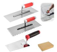 Set di 3 spatole da muratore in acciaio inox, con manico in gomma, per intonacare, calcestruzzo, set con spatole per intonacare, set con spatole per intonacare, set con spatole