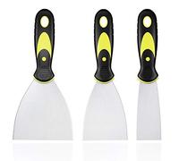 Set di 3 Spatole in Acciaio Inossidabile, Spatole per Stucco, Raschietti per Pareti, Coltelli da Stucco con Manico in Plastica Antiscivolo per Stucco Decalcomanie Carta da Parati Patch Pittura