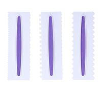 Set di 3 Spatole per Glassa, Raschietto per Decorazione Torte, Plastica, 6 Bordi Diversi - Design Ergonomico, Materiale Sicuro, Ideale per Decoratori di Dolci