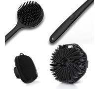 Set di 3 spazzole da bagno in silicone, spazzola per la schiena, spazzola per il corpo e per il viso, super esfoliante e schiumoso, spazzola per doccia, scrubber per il viso, combinazione per casa,