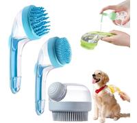 Set di 3 spazzole da bagno per animali domestici, con dispenser di sapone, spazzola per il bagno/doccia per cani, spazzola per massaggio per la cura dei capelli lunghi e corti