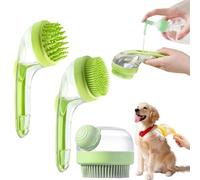 Set di 3 spazzole da bagno per animali domestici, con dispenser di sapone, spazzola per il bagno/doccia per cani, spazzola per massaggio per la cura dei capelli lunghi e corti