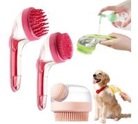 Set di 3 spazzole da bagno per animali domestici, con dispenser di sapone, spazzola per il bagno/doccia per cani, spazzola per massaggio per la cura dei capelli lunghi e corti