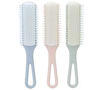 Set di 3 spazzole e pettini per capelli, spazzola districante per lo styling dei capelli con design ventilato e manico rivestito ergonomico, pettini leggeri in ABS per uso