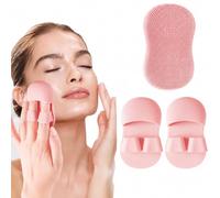Set di 3 spazzole esfolianti per il viso, rosa nordico | La struttura in silicone e le cinghie per le dita supportano una presa sicura per la doccia per una routine di pulizia del