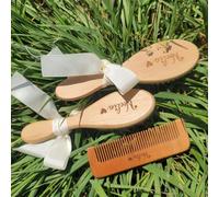 Set Di 3 Spazzole For Capelli In Legno Con Incisione Personalizzata, Set Di Spazzole E Pettini For Capelli For Bambini Personalizzati, Regalo Ricordo For La Crosta Lattea Dei Bambini Piccoli
