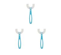 Set di 3 spazzole manuali per la pulizia dei denti dei bambini, a forma di U, colore blu, 6-12 anni