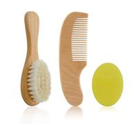 Set di 3 spazzole per capelli in legno portatili per neonati