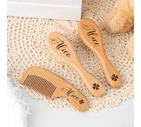 Set Di 3 Spazzole Per Capelli Per Bambini In Legno Personalizzate, Regalo Per Baby Shower, Regalo Per La Nuova Mamma, Pettine Con Nome Inciso Personalizzato Per Neonato