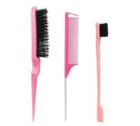 Set di 3 spazzole per capelli, pettine per acconciature con spazzola a doppio lato, pettine a coda di topo e pettine per prendere in giro per donne uomini barbieri, fondi emessi-1