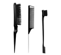 Set di 3 spazzole per capelli, pettine per acconciature con spazzola a doppio lato, pettine a coda di topo e pettine per prendere in giro per donne uomini barbieri, fondi emessi-4