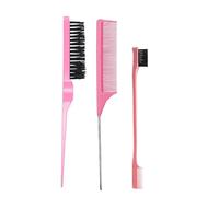 Set di 3 spazzole per capelli, pettine per acconciature con spazzola a doppio lato, pettine a coda di topo e pettine per prendere in giro per donne uomini barbiere, design a denti fitti - 6