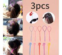 Set Di 3 Spazzole Per Capelli Senza Nodi Per Bambini, Inclusi Elastici Per Capelli Monouso, Uncino Per Districare I Capelli E Attrezzi Per La Treccia ABS