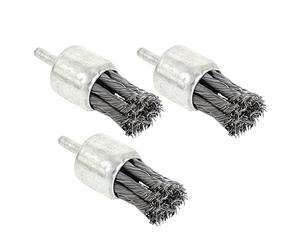 Set di 3 spazzole per estremità filo nodate con fusto rotondo da 1 4 pollice accessorio trapano derusting rimozione della vernice e sbarbatura