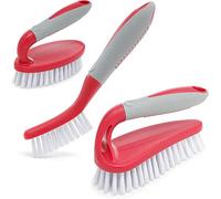 Set di 3 spazzole per la pulizia della doccia, con manico ergonomico e setole resistenti, spazzola per la pulizia di bagno, doccia, piastrelle, cucina, pavimento, vasca da bagno, pavimento
