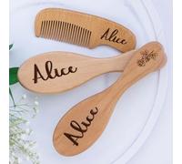 Set Di 3 Spazzole Personalizzate Con Fiori Di Nascita, Spazzola Per Capelli In Legno Personalizzata E Pettine Per Neonati, Regali Di Compleanno