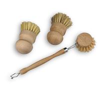 Set di 3 spazzole tradizionali in legno di faggio | Spazzola da tavola in Tampico | 2 spazzole verdure e funghi imitazione chiendent e Tampico | Made in France | Kibros VC46_203