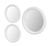 Set di 3 specchi rotondi da parete bianchi.