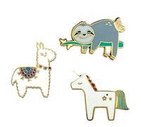 Set di 3 spille a forma di bradipo, unicorno e alpaca - Regalo di Pasqua per ragazze - Idea regalo - Divertenti e divertenti