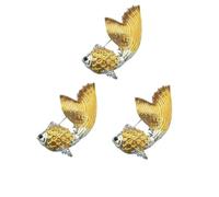 Set di 3 spille dorate a forma di pesce rosso, con diamanti che colano l'olio rosso, cardigan, accessorio per cappotto, Misura unica, Acciaio inossidabile