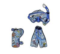Set di 3 spille smaltate a tema oceano, con maschera da snorkeling, pinne e serbatoio, graziose spille a forma di vita marina per zaino, giacca, cappello, regalo per amanti dell'oceano e subacquei