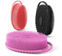 Set di 3 spugne esfolianti per il corpo in silicone, spugna esfoliante per il corpo, set di 3 spugne morbide per il corpo, design 2 in 1 a doppio lato, igienico, facile da pulire, adatto a tutti i