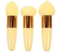 Set di 3 Spugnette il Viso Gialle in Lattice per Applicazione | Conforme alla Curva della Pelle, Formato Creativo, per Processo di Make Up, Adatte a Uso Bagnato e Asciutto