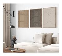 Set di 3 stampe artistiche da parete in stile bohémien, stile astratto, neutro, decorazione da parete, linea minimalista, beige, marrone, nero, poster di metà secolo, per soggiorno e camera da letto,
