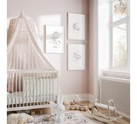 Set di 3 stampe artistiche da parete per cameretta dei bambini, incorniciate, senza cornice, decorazione per la stanza degli unicorni, arazzi arcobaleno, camera da letto per ragazze, cornice nera A3