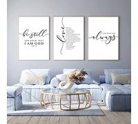 Set di 3 stampe artistiche da parete senza cornice con versi biblici, decorazione artistica da parete su tela, immagini cristiane, opere d'arte ispiratrici con versi della Bibbia, poster per soggiorno