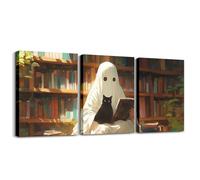 Set di 3 stampe artistiche da parete su tela con fantasmi, fantasmi e gatti di Halloween, opere d'arte per la casa, per soggiorno, camera da letto, dipinti astratti per libreria, da appendere alla