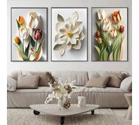Set di 3 Stampe D'Arte,Arte Murale Nordica Semplice Con Fiori Poster e Stampe su Tela Decorazione per la Casa Soggiorno Camera da Letto Cucina Ufficio Opera D'Arte-30*40cm/(12*16pollici)Senza cornice