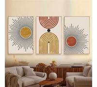 Set di 3 Stampe D'Arte,Poster Parete Con Sole Arcobaleno Pittura Linea Stampa Tela Quadri Moderni Astratti di Metà Secolo Soggiorno Camera Letto Decorazione la Casa-30*40cm/(12*16pollici)Senza cornice