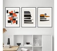 Set di 3 Stampe D'Arte,Quadri Tela Astratti Moderni Geometrici Arancioni e Neri Poster Nordici Stampe Quadri Parete Camera Letto Ufficio Soggiorno Arredamento Casa-30*40cm/(12*16pollici)Senza cornice