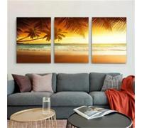 Set di 3 Stampe D'Arte,Stampa su Tela di Poster di Paesaggi Marini Moderni Quadri Astratti di Spiaggia e Oceano la Decorazione Della Camera da Letto del Soggiorno-30*40cm/(12*16pollici)Senza cornice