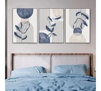 Set di 3 Stampe Geometriche Astratte Beige Blu Cielo da Parete Dipinti Botanici Linee su Tela Poster Stampe Artistiche Boho Soggiorno Moderno Cucina Ufficio Arredamento-40*60 Cm (Stampa Senza Cornice)