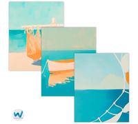 Set di 3 stampe poster Boho Coastal Beach blu oceano - 12X16/16X20/18X24/24X36