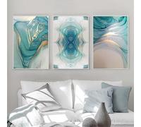 Set di 3 stampe su tela dorate con texture in marmo astratto, poster da parete, immagine su tela, opera d'arte per camera da letto, arredamento per la casa, 20x30 cm (8x12 pollici) x3 con cornice