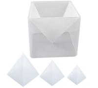 Set di 3 stampi in silicone a forma di piramide in resina trasparente, ideali per gioielli e artigianato Feng Shui, include supporto stabile con base blu