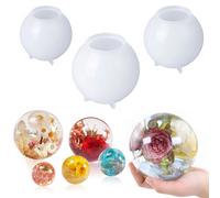 Set di 3 stampi in silicone e resina per forme a sfera rotonda, stampi in silicone trasparente 3D senza cuciture e sfere grandi per la conservazione dei fiori, la colata di resina, il sapone, le cande