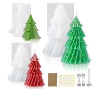 Set di 3 stampi in silicone per albero di Natale, con stoppino per candele, set di stampi in silicone 3D per albero di Natale, candele fai da te, per fai da te