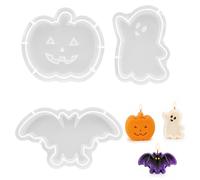 Set di 3 stampi in silicone per Halloween, stampi in silicone | Stampo per candele in silicone 3D per Halloween, con pipistrello, fantasma, zucca, per fai da te, regalo per il