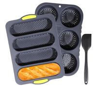 Set di 3 stampi in silicone per hamburger e panini con raschietto, antiaderenti, per panini fatti in casa e panini