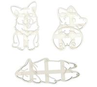 Set di 3 stampi per biscotti a forma di Corgi, in plastica, con simpatici tagliabiscotti a forma di cane, ideali per bambini che amano cucin