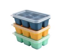 Set di 3 stampi per cubetti di ghiaccio in silicone, grandi, con coperchio, per cucina, facile da smontare, colore: verde, giallo, blu