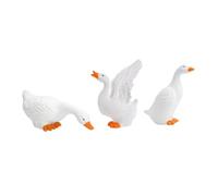 Set di 3 statuette da giardino di uccelli acquatici, in PVC, colore: bianco | Tre diverse pose per bordi del cortile, accenti da giardino d'acqua all'aperto