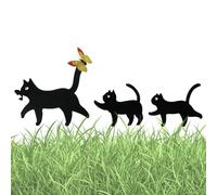 Set di 3 statuette da giardino in metallo per gatti, decorazioni da giardino, resistenti alle intemperie, set di 3 statue da giardino per gli amanti dei gatti