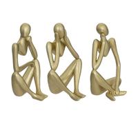 Set di 3 statuette decorative da donna dorate