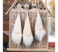 Set di 3 statuette di gnomo natalizio con design a maglia, adatte da appendere su alberi, caminetti o porte per migliorare l'arredamento festivo con affascinanti accenti stagionali (bianco)